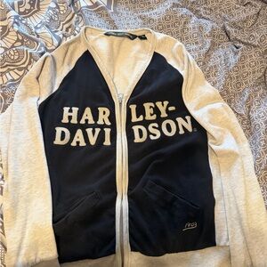 Harley-Davidson Black and Gray Full-Zip Logo Sweater